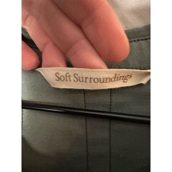 Soft Surroundings Green Tencel Cotton blend Roll Tab Sleeves Button Down Top XL - Picture 10 of 10